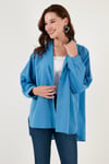 Lela Pamuklu Oversize Dokuma Bayan Gömlek 6234760 İNDİGO