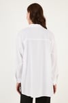 Lela Pamuklu Oversize Dokuma Bayan Gömlek 6234760 BEYAZ