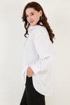 Lela Pamuklu Oversize Dokuma Bayan Gömlek 6234760 BEYAZ