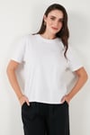 Lela Pamuklu Oversize Fit Bisiklet Yaka Kadın T Shirt 5866097 EKRU