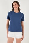 Lela Pamuklu Oversize Fit Bisiklet Yaka Kadın T Shirt 5866097 İNDİGO