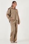 Lela Pamuklu Oversize Fit Yarım Fermuarlı Yaka Uzun Kollu Triko Bayan Takım 68351218 HAKİ