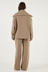 Lela Pamuklu Oversize Fit Yarım Fermuarlı Yaka Uzun Kollu Triko Bayan Takım 68351218 HAKİ