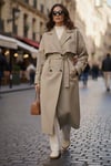 Lela Pamuklu Oversize Kruvaze Yaka Düğmeli Uzun Bayan Trençkot 6839605 AÇIK YEŞİL