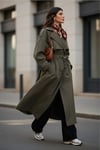 Lela Pamuklu Oversize Kruvaze Yaka Kol Apoletli Rüzgarlıklı Bayan Trençkot 6839637 HAKİ