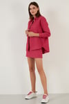 Lela Pamuklu Oversize Tüvit Bayan Gömlek 42190503 FUŞYA