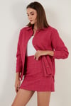 Lela Pamuklu Oversize Tüvit Bayan Gömlek 42190503 FUŞYA