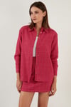 Lela Pamuklu Oversize Tüvit Bayan Gömlek 42190503 FUŞYA