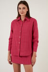 Lela Pamuklu Oversize Tüvit Bayan Gömlek 42190503 FUŞYA