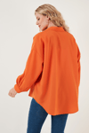 Lela Pamuklu Rahat Kesim Poplin Bayan Gömlek 6234788 ORANJ