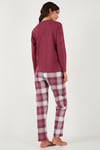 Lela Pamuklu Regular Fit Baskılı Bisiklet Yaka Bayan Pijama Takımı 65723314 BORDO