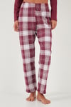 Lela Pamuklu Regular Fit Baskılı Bisiklet Yaka Bayan Pijama Takımı 65723314 BORDO