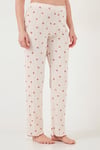 Lela Pamuklu Regular Fit Bisiklet Yaka Kısa Kollu Desenli Rahat Kadın Pijama Takımı 65770753 EKRU