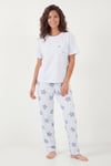 Lela Pamuklu Regular Fit Bisiklet Yaka Cep Detaylı Bayan Pijama Takımı 6091325 BEBE MAVİ