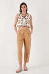 Lela Pamuklu Regular Fit Çiçekli Nakış işlemeli Crop Bayan Yelek 676237 EKRU
