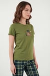 Lela Pamuklu Regular Fit Desenli Bisiklet Yaka Kadın Pijama Takımı 65790784 YEŞİL