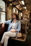 Lela Pamuklu Regular Fit İliklenebilen Yırtmaç Detaylı Bayan Gömlek 6772920 BEBE MAVİ