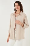 Lela Pamuklu Regular Fit Müslin Bayan Gömlek CF25S166905 TAŞ