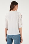 Lela Pamuklu Regular Fit Nakış İşlemeli Bayan Bluz 611BZ0247 EKRU