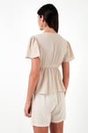 Lela Pamuklu Regular Fit Nakış İşlemeli Püsküllü Bayan Bluz 611BZ0282 BEJ