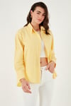 Lela Pamuklu Regular Fit Önü Kısa Arkası Uzun Oval Kesim Bayan Gömlek CF25S163867 LİMON