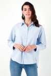 Lela Pamuklu Regular Fit Önü Kısa Arkası Uzun Oval Kesim Bayan Gömlek CF25S163867 AÇIK MAVİ