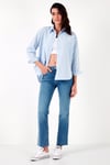 Lela Pamuklu Regular Fit Önü Kısa Arkası Uzun Oval Kesim Bayan Gömlek CF25S163867 AÇIK MAVİ