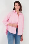 Lela Pamuklu Regular Fit Önü Kısa Arkası Uzun Oval Kesim Bayan Gömlek CF25S163867 AÇIK PEMBE