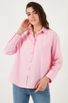Lela Pamuklu Regular Fit Önü Kısa Arkası Uzun Oval Kesim Bayan Gömlek CF25S163867 AÇIK PEMBE