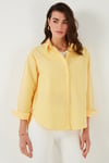 Lela Pamuklu Regular Fit Önü Kısa Arkası Uzun Oval Kesim Bayan Gömlek CF25S163867 LİMON