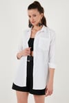 Lela Pamuklu Regular Fit Tek Cepli Bayan Gömlek 4613001 BEYAZ