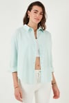 Lela Pamuklu Regular Fit Uzun Kollu Düz Bayan Gömlek CF25S168305 MİNT