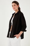 Lela Pamuklu Regular Fit Uzun Kollu Düz Bayan Gömlek CF25S168305 SİYAH