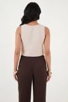 Lela Pamuklu Regular Fit V Yaka Düğme Detaylı Yazlık Bluz Kadın Yelek 5866661 TAŞ