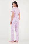 Lela Pamuklu Regular Fit Yumuşak Dokulu Düğmeli V Yaka Kadın Pijama Takımı 65770755 LİLA