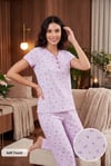 Lela Pamuklu Regular Fit Yumuşak Dokulu Düğmeli V Yaka Kadın Pijama Takımı 65770755 LİLA