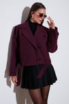 Lela Pamuklu Regular Fit Yumuşak Dokulu Kaşe Kısa Bayan Kaban 6810286 BORDO
