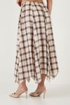 Lela Pamuklu Relaxed Fit Asimetrik Kareli Midi Bayan Etek 6921284 KAHVE