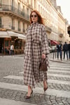 Lela Pamuklu Relaxed Fit Asimetrik Kareli Midi Bayan Etek 6921284 KAHVE