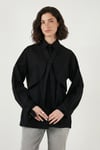Lela Pamuklu Relaxed Fit Bağlama Detaylı Bayan Gömlek 6925408 SİYAH