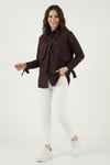 Lela Pamuklu Relaxed Fit Bağlama Detaylı Bayan Gömlek 6925408 MÜRDÜM
