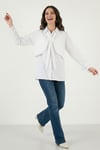 Lela Pamuklu Relaxed Fit Bağlama Detaylı Bayan Gömlek 6925408 BEYAZ