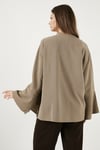 Lela Pamuklu Relaxed Fit Bağlamalı Yırtmaçlı Kol Detaylı Bayan Gömlek 6925425 HAKİ