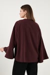 Lela Pamuklu Relaxed Fit Bağlamalı Yırtmaçlı Kol Detaylı Bayan Gömlek 6925425 MÜRDÜM