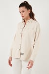 Lela Pamuklu Relaxed Fit Çift Cepli Bayan Gömlek 673GY4006 EKRU