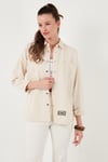 Lela Pamuklu Relaxed Fit Çift Cepli Bayan Gömlek 673GY4006 EKRU