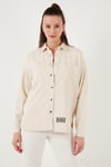 Lela Pamuklu Relaxed Fit Çift Cepli Bayan Gömlek 673GY4006 EKRU