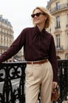 Lela Pamuklu Relaxed Fit Fiyonk Detaylı Yaka Bayan Gömlek 6925407 MÜRDÜM