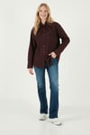 Lela Pamuklu Relaxed Fit Fiyonk Detaylı Yaka Bayan Gömlek 6925407 MÜRDÜM