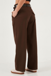 Lela Pamuklu Relaxed Fit Geniş Paça Dikiş Detaylı Kemerli Bayan Pantolon 68351208 KAHVE